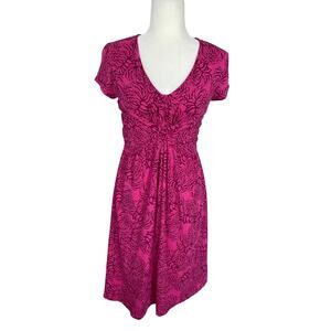 Garnet Hill Floral Knot Front Dress Cotton Stretch Pink Size 2 Travel Vacation